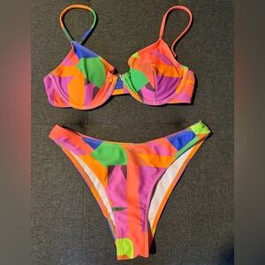 Colorful Geometric Print Bikini Set